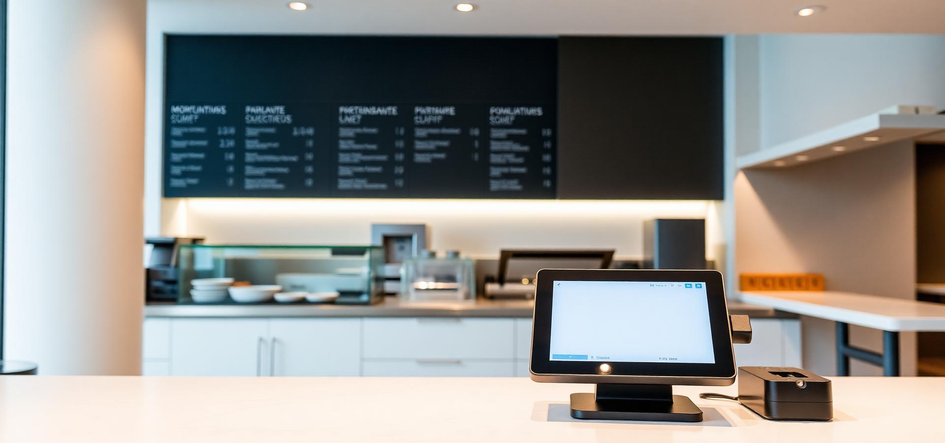 Modern point-of-sale terminal on a clean commercial counter